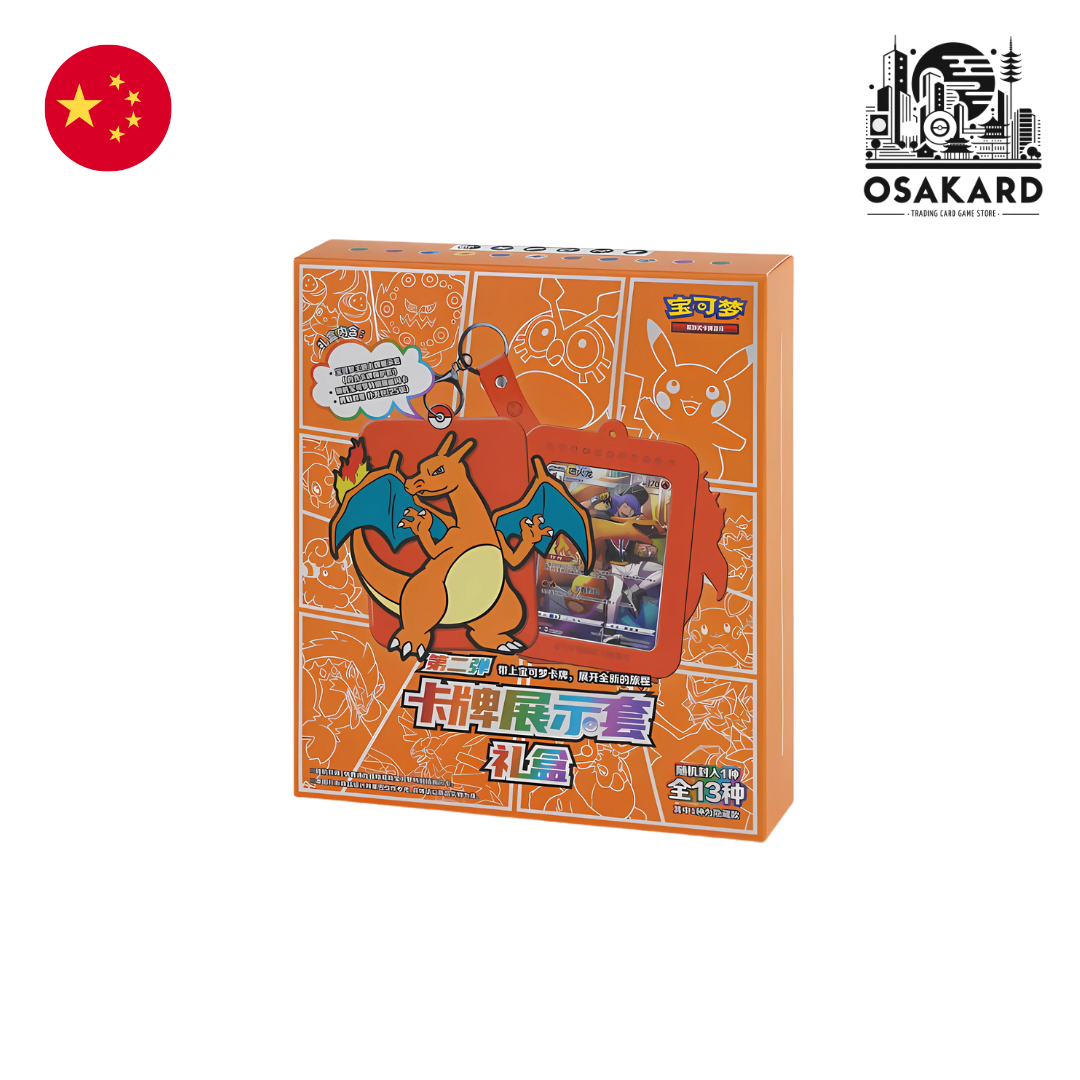 Coffret Pokémon Dracaufeu Porte-clé Porte-Carte - Contenu aléatoire - 1 Carte - 2 Boosters - Chinois