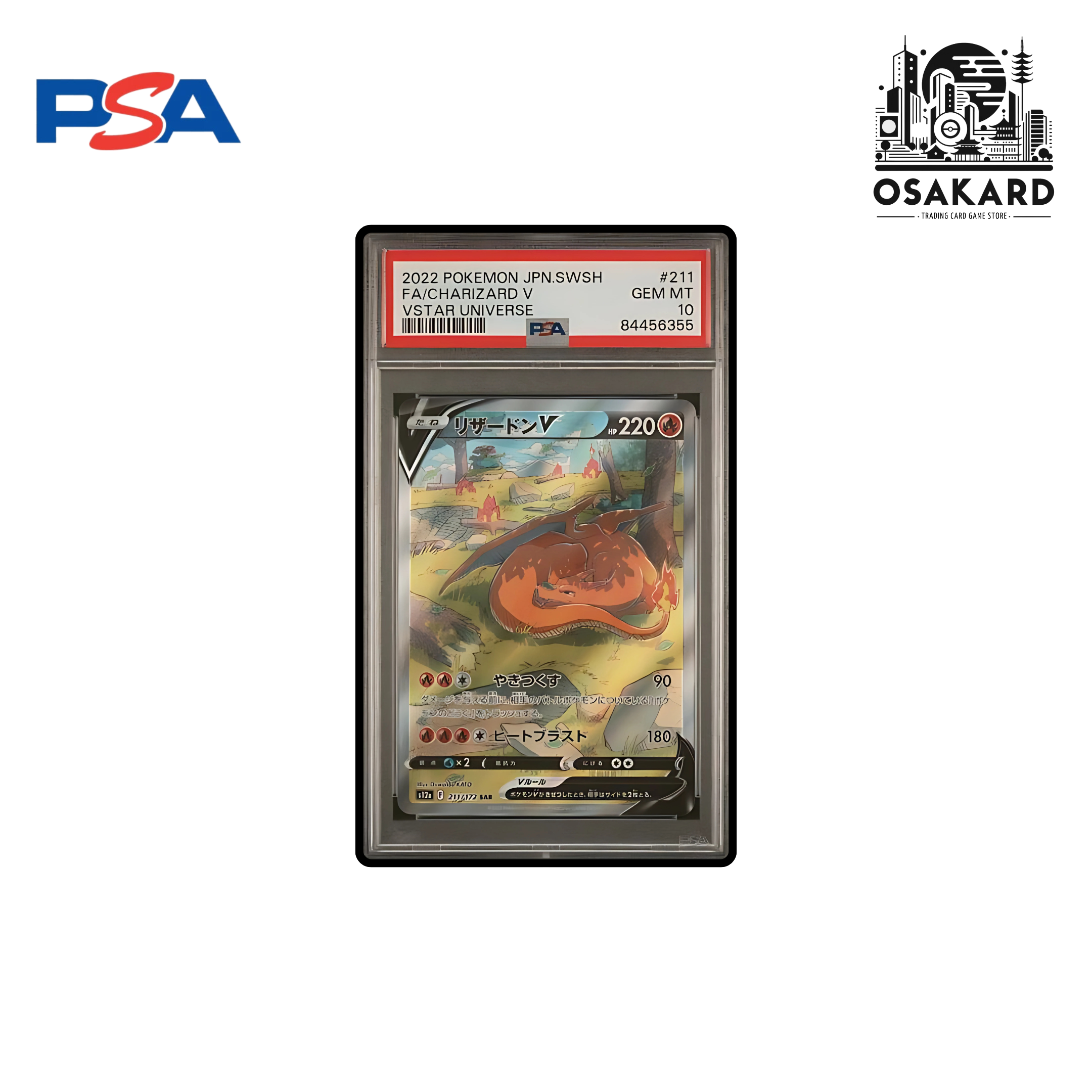 PSA 10 Pokémon Dracaufeu V 211/172 - S12a - Japonais