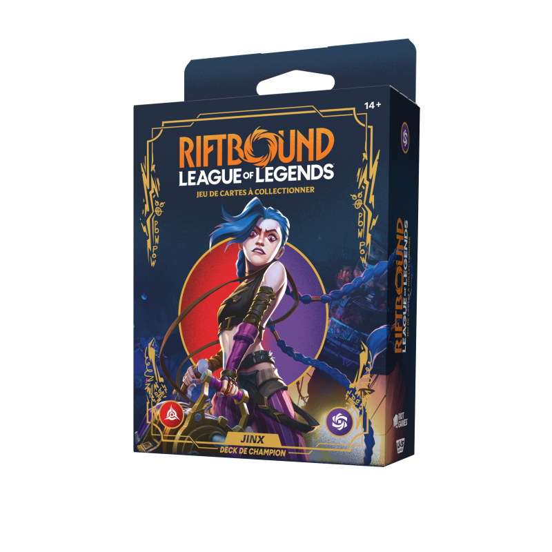 Deck préconstruit Riftbound Jinx 56 cartes français scellé, TCG officiel League of Legends Riot Games