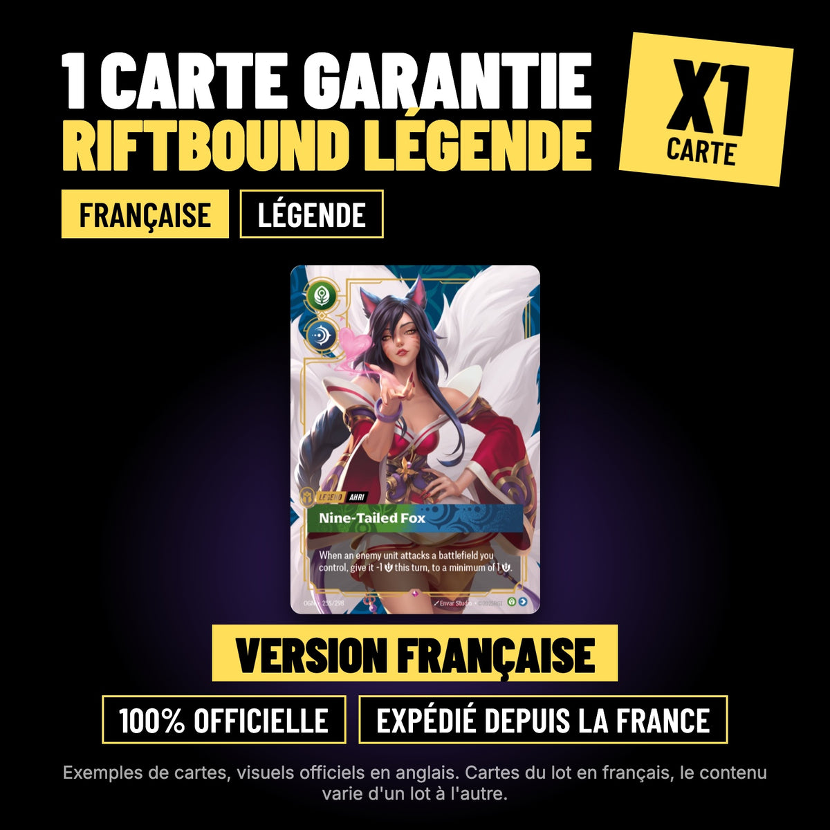 Carte Riftbound légende française garantie, carte officielle League of Legends TCG