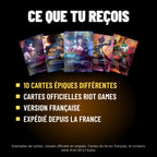 Contenu du lot : 10 cartes Riftbound épiques différentes, version française, expédiées depuis la France