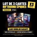 Lot de 3 cartes Riftbound épiques françaises sans doublon, cartes officielles League of Legends TCG