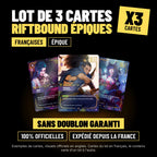 Lot de 3 cartes Riftbound épiques françaises sans doublon, cartes officielles League of Legends TCG