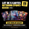 Lot de 5 cartes Riftbound épiques françaises sans doublon, cartes officielles League of Legends TCG