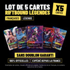 Lot de 5 cartes Riftbound légendes françaises sans doublon, cartes officielles League of Legends TCG